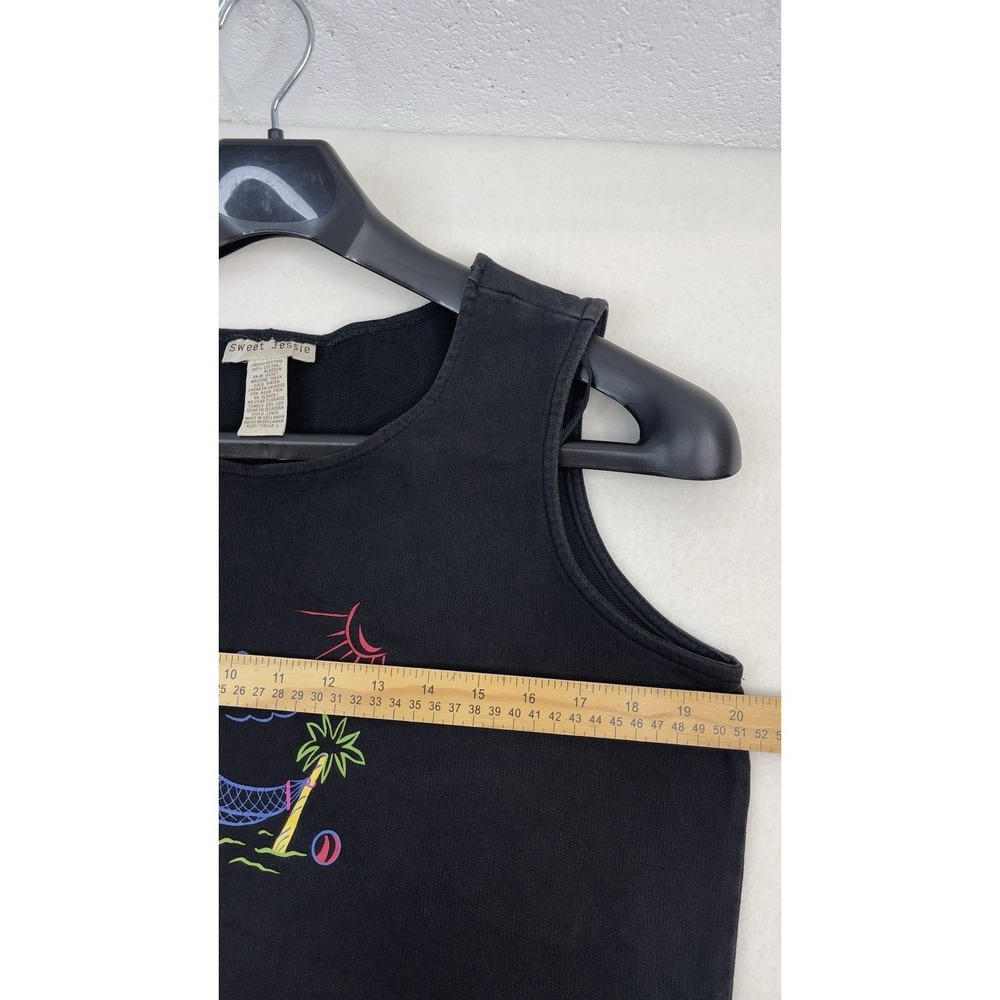 vtg SWEET JESSIE Black beach Sea Side LONG DRESS sleeveless Sz L - Picture 6 of 8